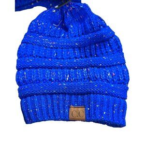 CC Women Ponytail Beanie Lined Royal Blue skuO